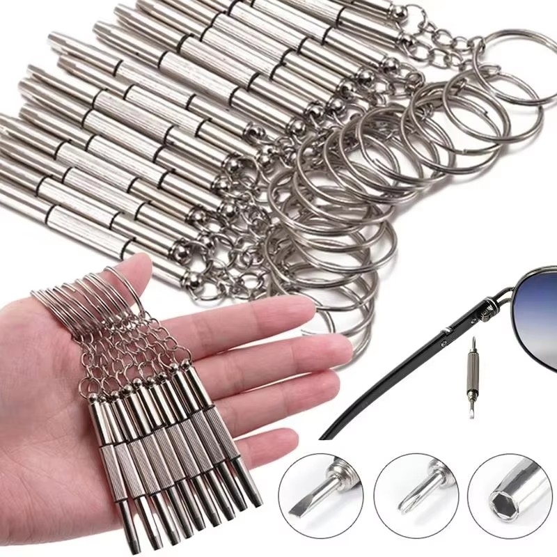 Screwdriver Set Precision - 2-12 Stück Brillenschraubendreher, Uhrenreparatur-Set mit Schlüsselanhänger,