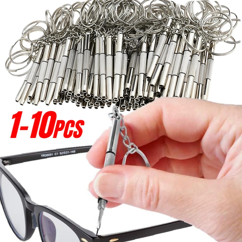 Screwdriver Set Precision - Stahl-Brillenschraubendreher, Uhrenreparatur-Set mit Schlüsselanhänger, Tragbare Handwerkzeuge,